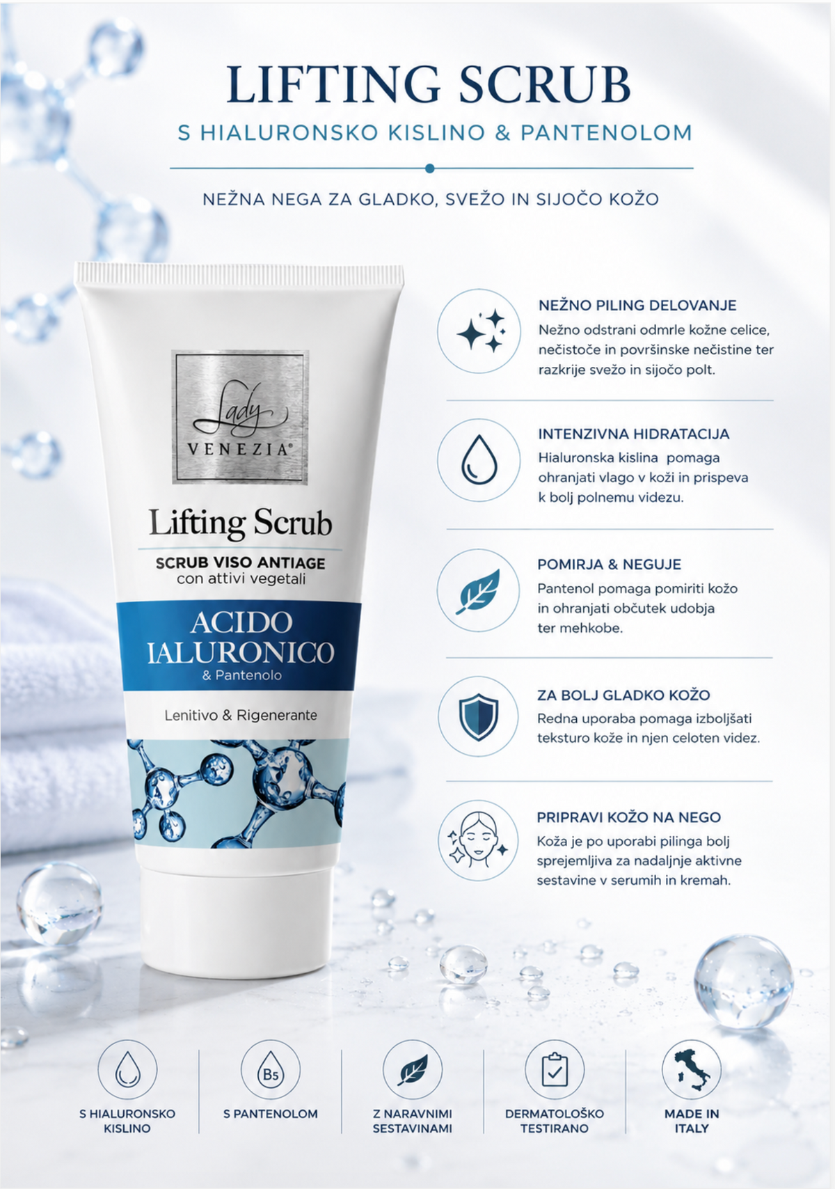 LIFTING SCRUB – PILING ZA OBRAZ S HIALURONSKO KISLINO IN PANTENOLO