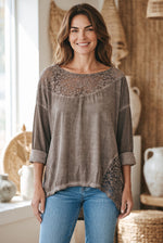 Naloži sliko v pregledovalnik galerij, ROMANTIC LACE VISCOSE MAJICA