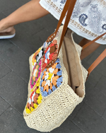 Naloži sliko v pregledovalnik galerij, PLETENA TORBA VITA BOHO
