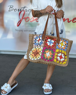 Naloži sliko v pregledovalnik galerij, PLETENA TORBA VITA BOHO
