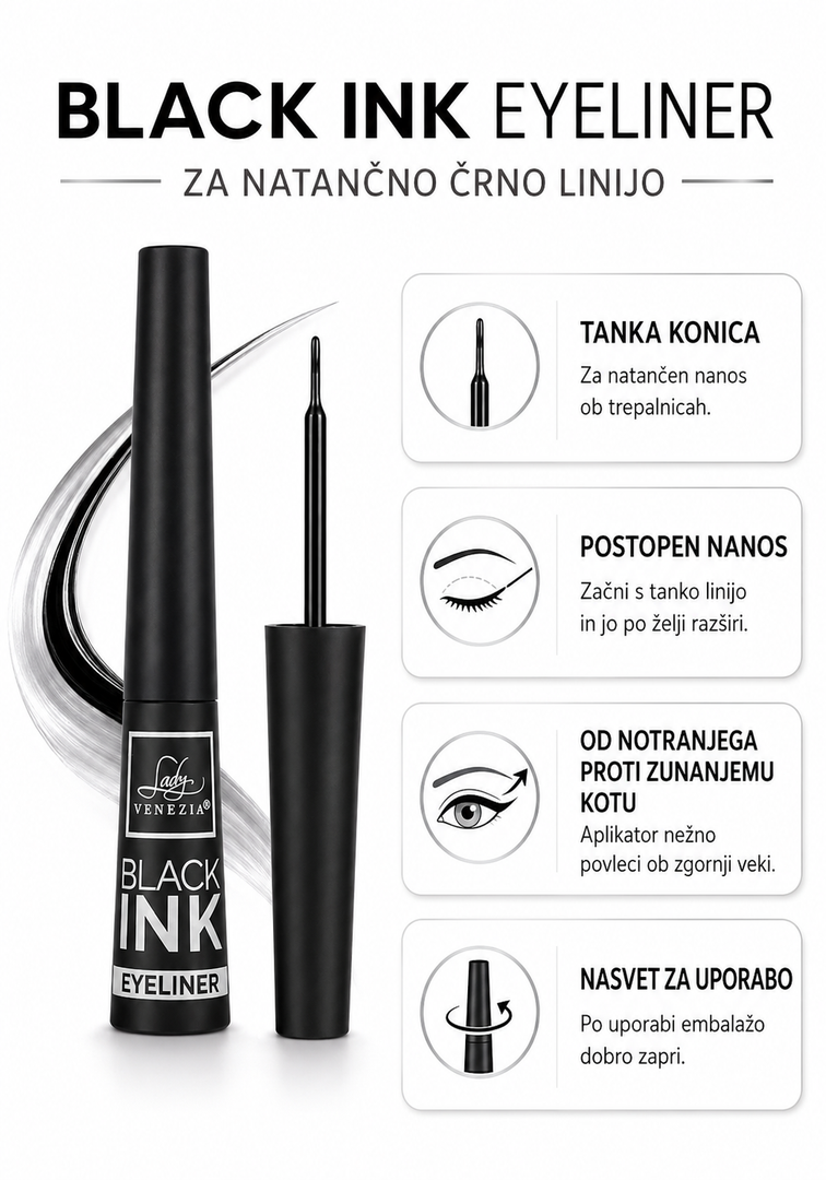 BLACK INK EYELINER- tekoče črtalo za oči
