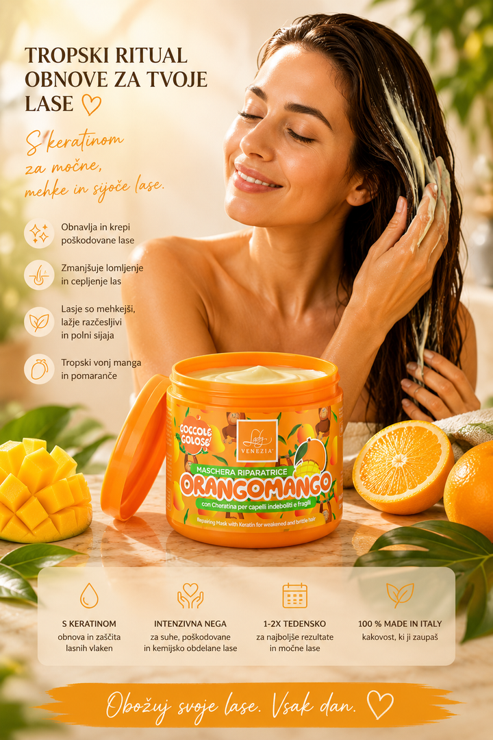 ORANGOMANGO - Obnovitvena maska za lase s keratinom