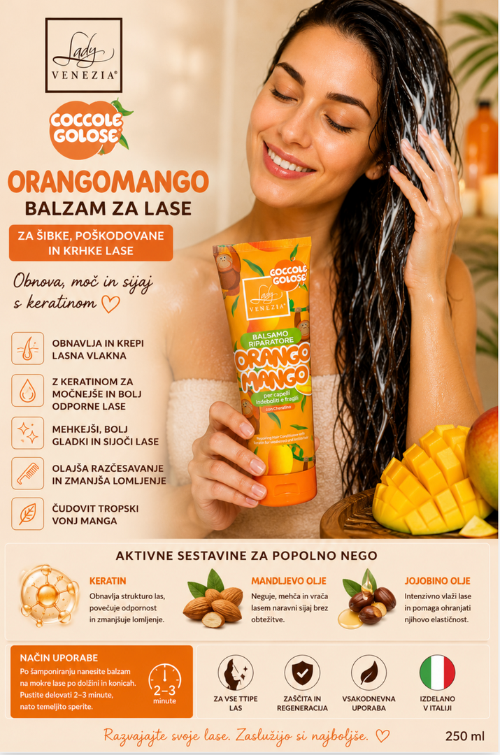 ORANGOMANGO – Obnovitveni balzam za lase s keratinom
