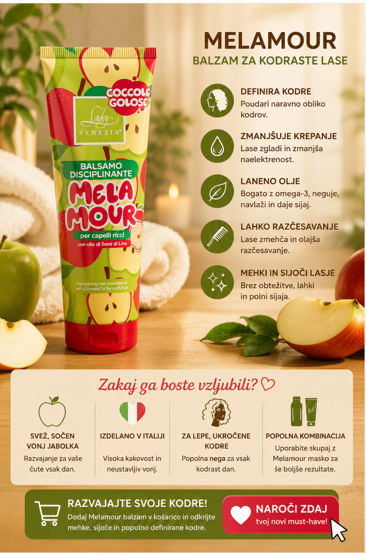 MELAMOUR – Balzam za kodraste lase z lanenim oljem