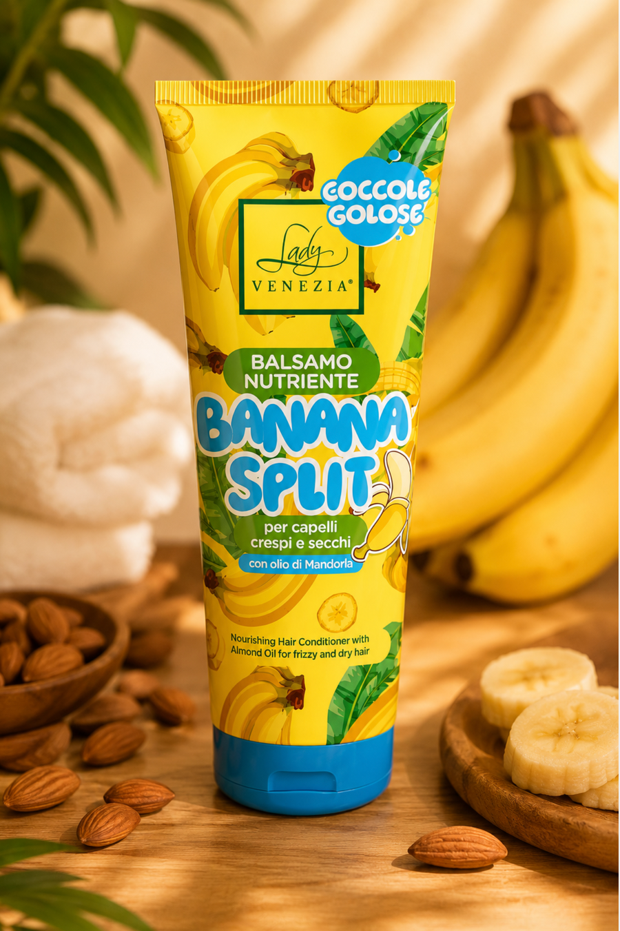 BANANA SPLIT – Hranilni balzam za lase z mandljevim oljem