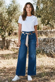 HLAČE JEANS BELT WIDE