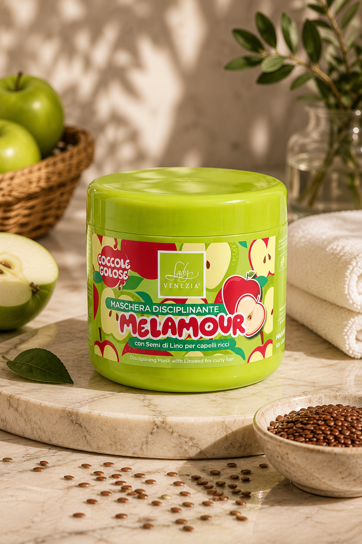 🍏 MELAMOUR Maska za kodraste lase z lanenim oljem